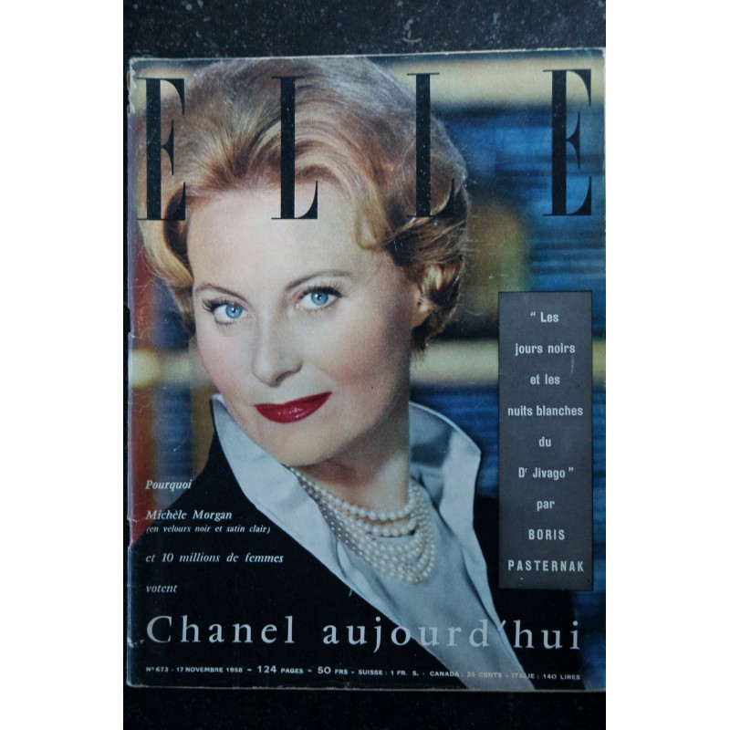ELLE 673 17 NOVEMBRE 1958 COVER MICHELE MORGAN CHANEL AUJOURD'HUI 16 PAGES SPECIAL COCO CHANEL