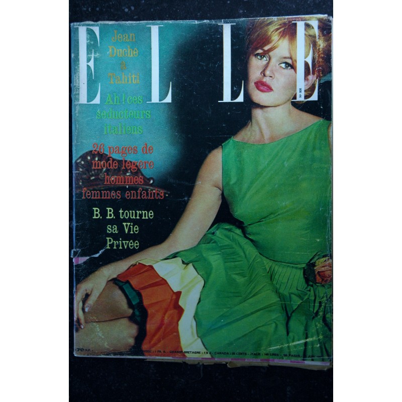 ELLE 808 juin 1961 COVER BRIGITTE BARDOT - B.B. tourne sa vie Privée - Mode