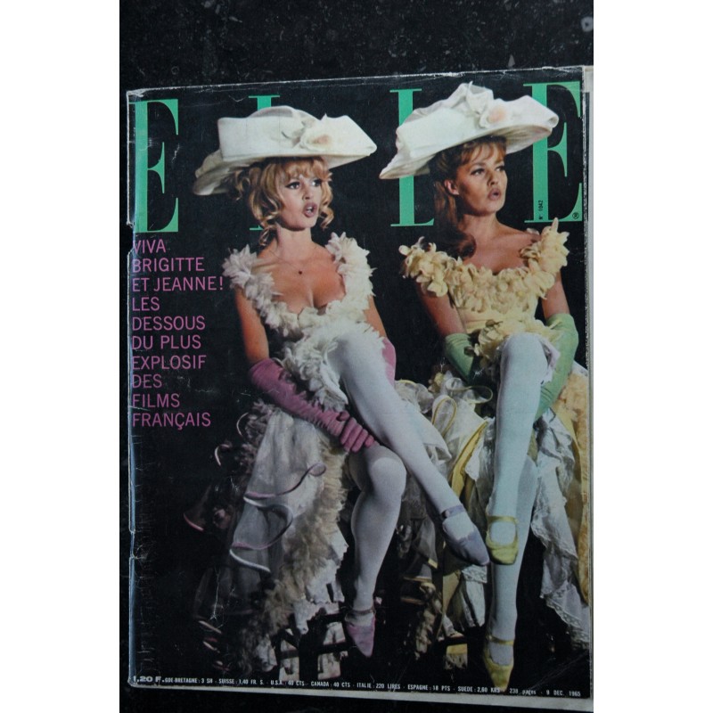 ELLE 1042 - 9 décembre 1965 - COVER BRIGITTE BARDOT Jeanne MOREAU Les dessous du plus explosif des films français
