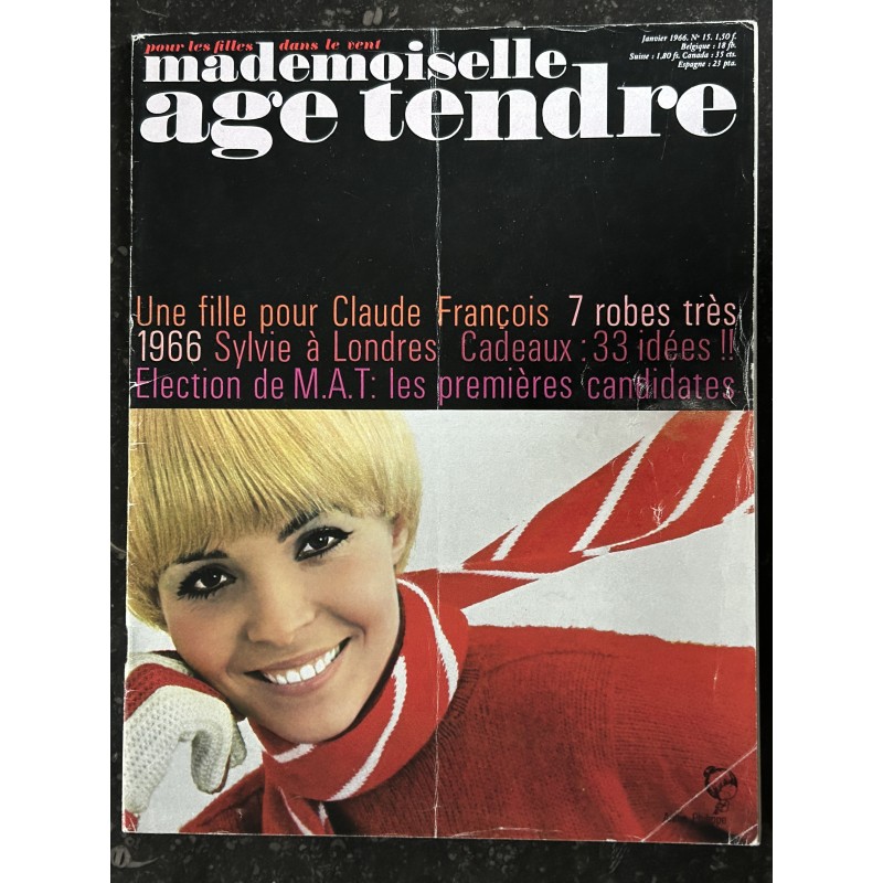 mademoiselle age tendre n°  15  1966 01 Annie Philippe Claude françois Sylvie Marianne Faithfull Peter O'Toole James Dean