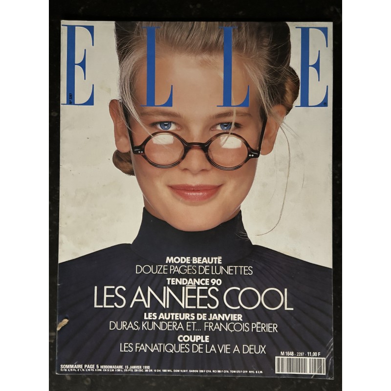 ELLE 2297 janvier 1990 Cover Claudia Schiffer Tendances 90 Les Années Cool