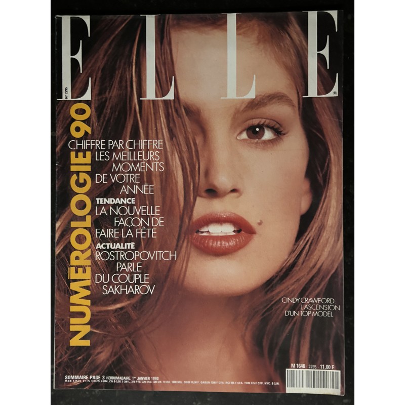 ELLE 2297 janvier 1990 Cover Cindy Crawford Les Meilleurs moments de votre année 90