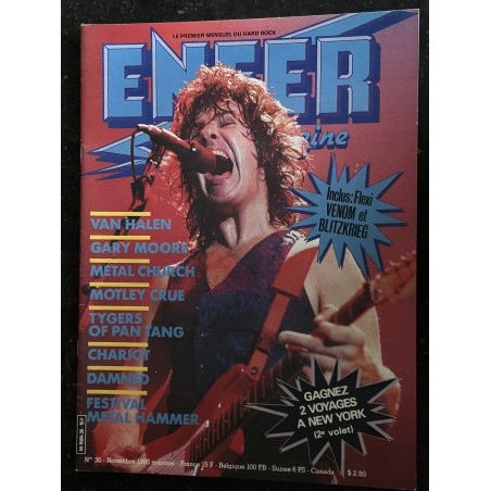 ENFER Magazine 1985 11 n° 30 - Van Halen Venom Gary Moore Metal Church Motley Crue Tygers of pan Tang Damned