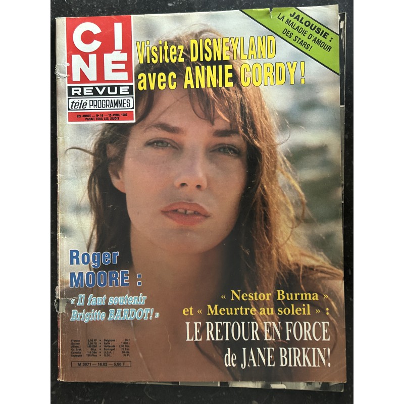 CINE REVUE 1982 04 n° 16 Cover Jane BIRKIN + Poster Roger MOORE Annie CORDY Nestor BURMA