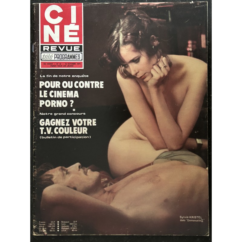 CINE REVUE 1975 10 n° 42 Cover Sylvia Kristel - Pour ou contre le cinéma porno ?