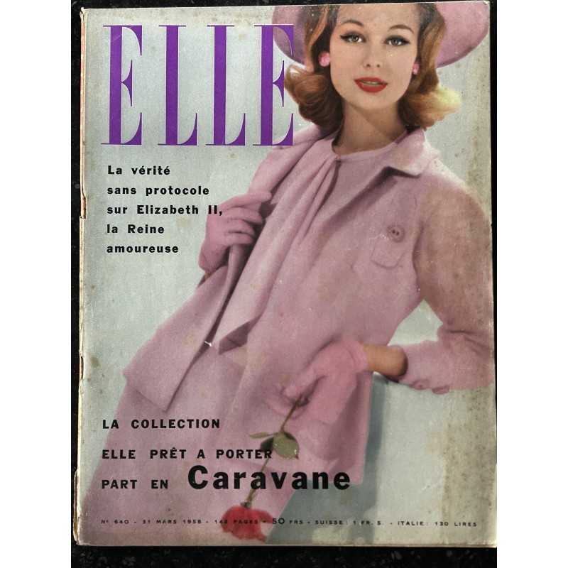 ELLE 640 - 31 mars 1958 - La Collection Elle prêt à porter part en Caravane Mode - Elizabeth II