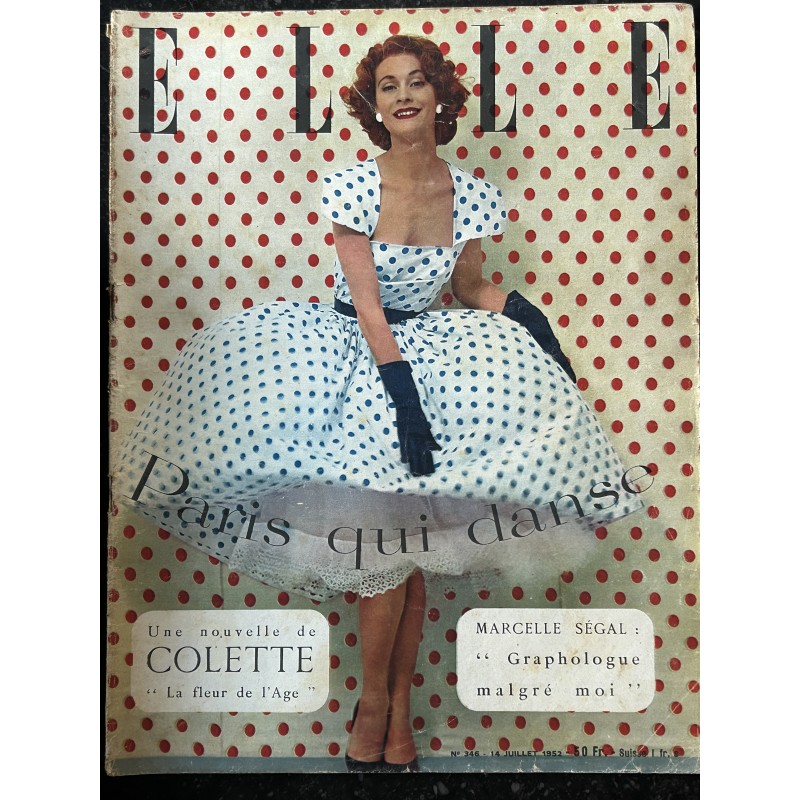 ELLE  346 - 14 juillet 1952 - Rochas - Marcel Segal - Paris qui danse - Colette - Fernandel  - 52 pages FASHION VINTAGE