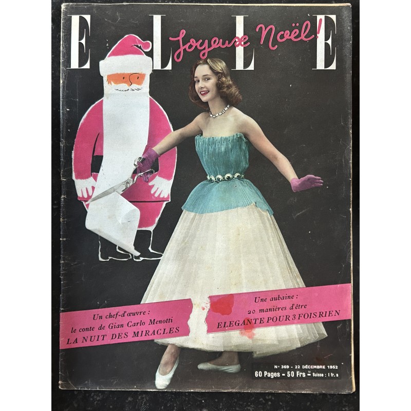 ELLE 369 - 22 décembre 1952 - Taïna Elg en Schiaparelli - les décolletés - Margaret - F. Giroud  - 60 pages FASHION VINTAGE