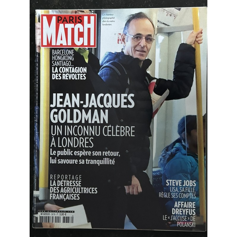 PARIS MATCH N° 3678 novembre 2019 Cover Jean-Jacques Goldman Un iconnu célèbre à Londres
