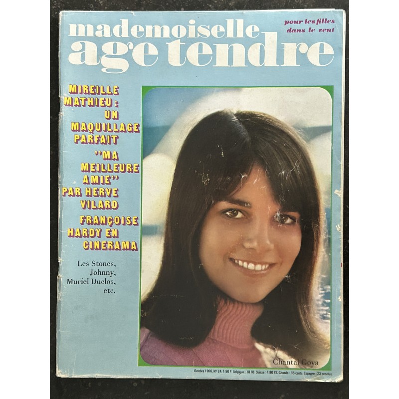 mademoiselle age tendre n°  24 Octobre 1966 COVER Chantal Goya Les Stones Johnny Françoise Hardy Mireille Mathieu Hervé Vilard