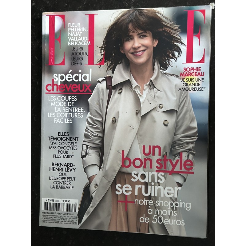 ELLE 3584 5 SEPTEMBRE 2014 Cover Sophie Marceau - Spécial cheveux - Bernard Henri Lévy