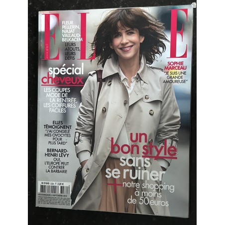ELLE 3584 5 SEPTEMBRE 2014 Cover Sophie Marceau - Spécial cheveux - Bernard Henri Lévy