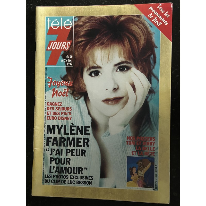Télé 7 Jours 1699 décembre 1992 Spécial Noël Cover MYLENE FARMER " J'ai peur pour l'amour " + Poster La Belle et la Bête