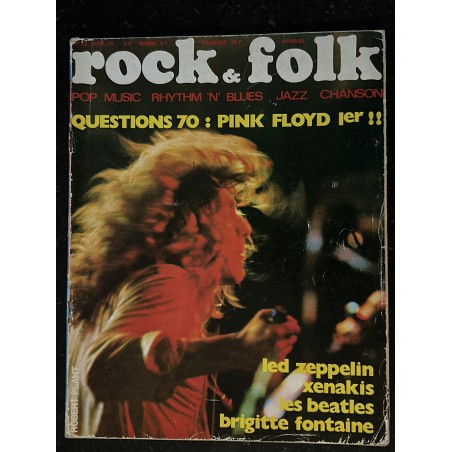 ROCK & FOLK 039 AVRIL 1970 COVER ROBERT PLANT PINK FLOYD LED ZEPPELIN XENAKIS BEATLES BRIGITTE FONTAINE