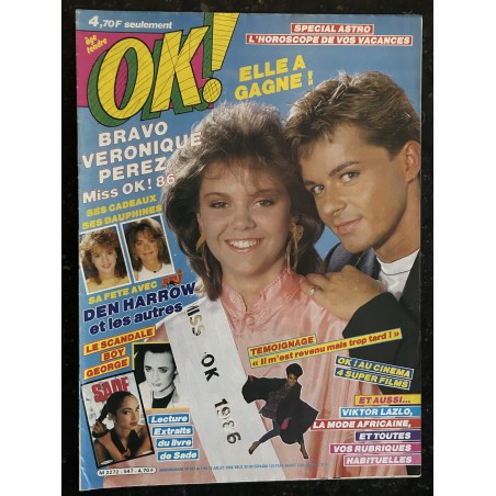 OK ! âge tendre 547 07 1986 DEN HARROW Boy GEORGE SADE VICTOR LAZLO