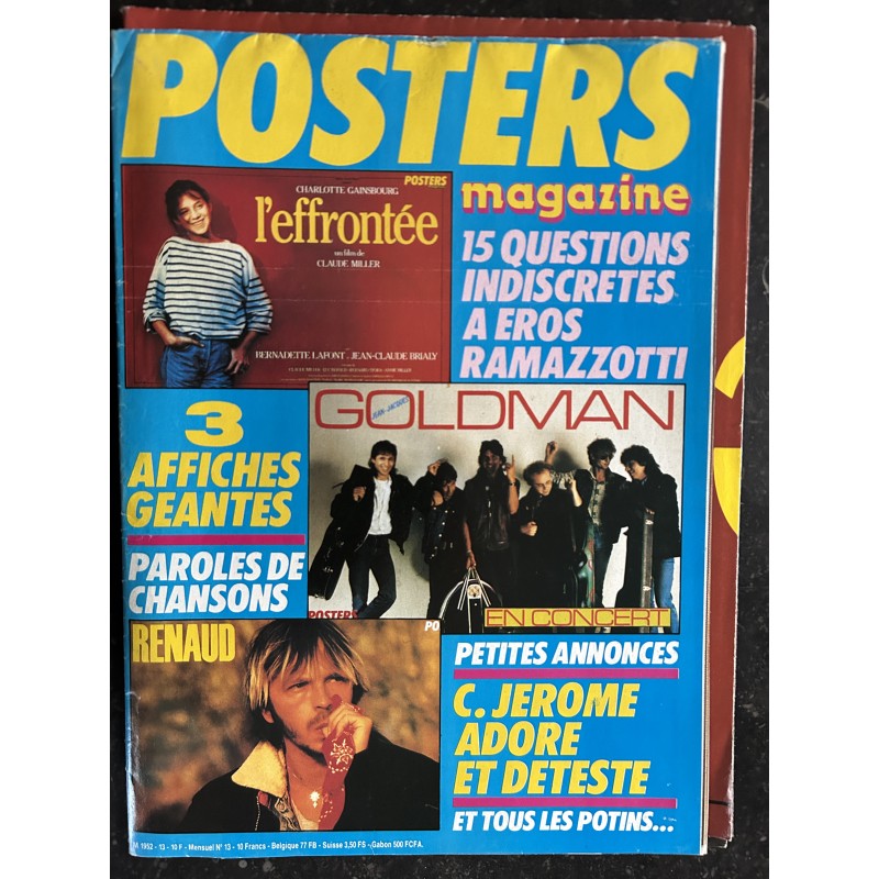 POSTERS MAGAZINE 13 1985 Renaud Jean-Jacques GOldman Charlotte Gainsbourg - Eros Ramazzotti C. Jerome