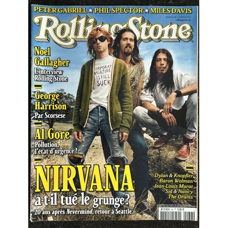 ROLLING STONE 2011 10 Nirvana a-t-il tué le grunge ? Noel Gallagher George Harrison J.L. Murat