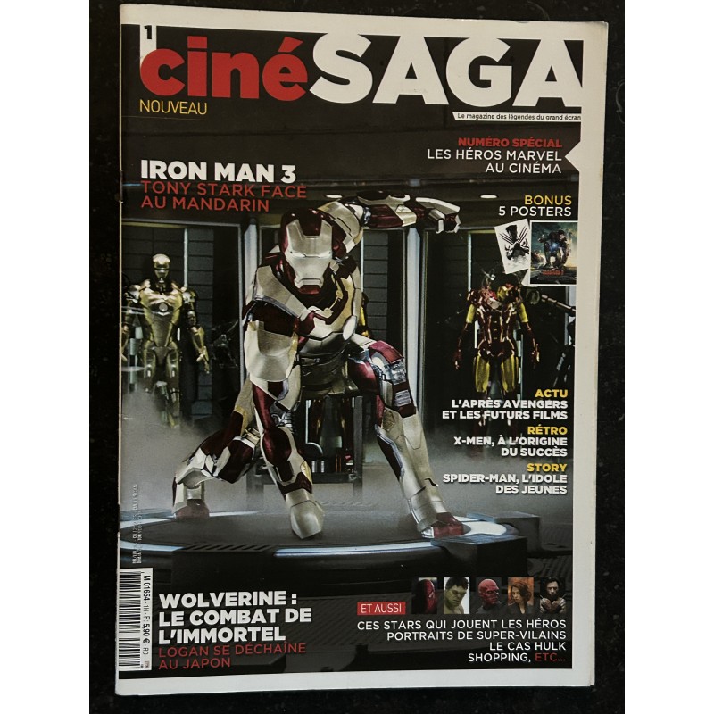 Ciné Saga n° 1 2013 - Iron man 3 - Wolverine - X-Men - Spiderman - Hulk - 100 pages + Poster
