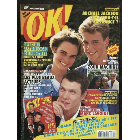 OK ! âge tendre 866 aout 1992 Zouk Machine Marc Lavoine George Michael Michael Jackson + Mini Books de l'été