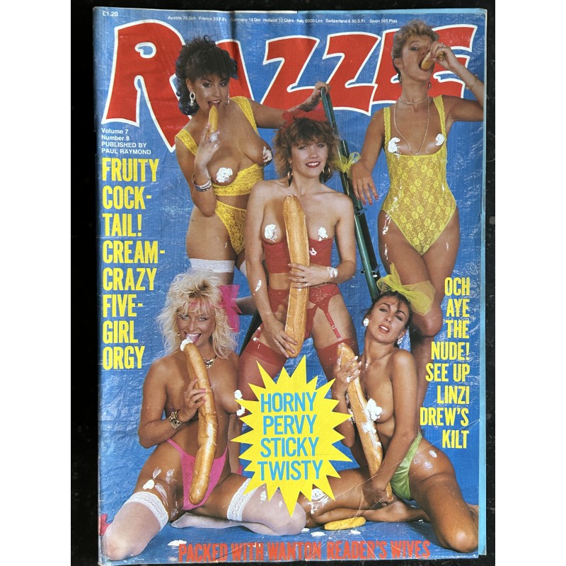 Razzle Vol. 7 n° 8 - 1990 - Paul Raymond Publications - Horny Pervy Sticky twisty - Nude Erotic Charme
