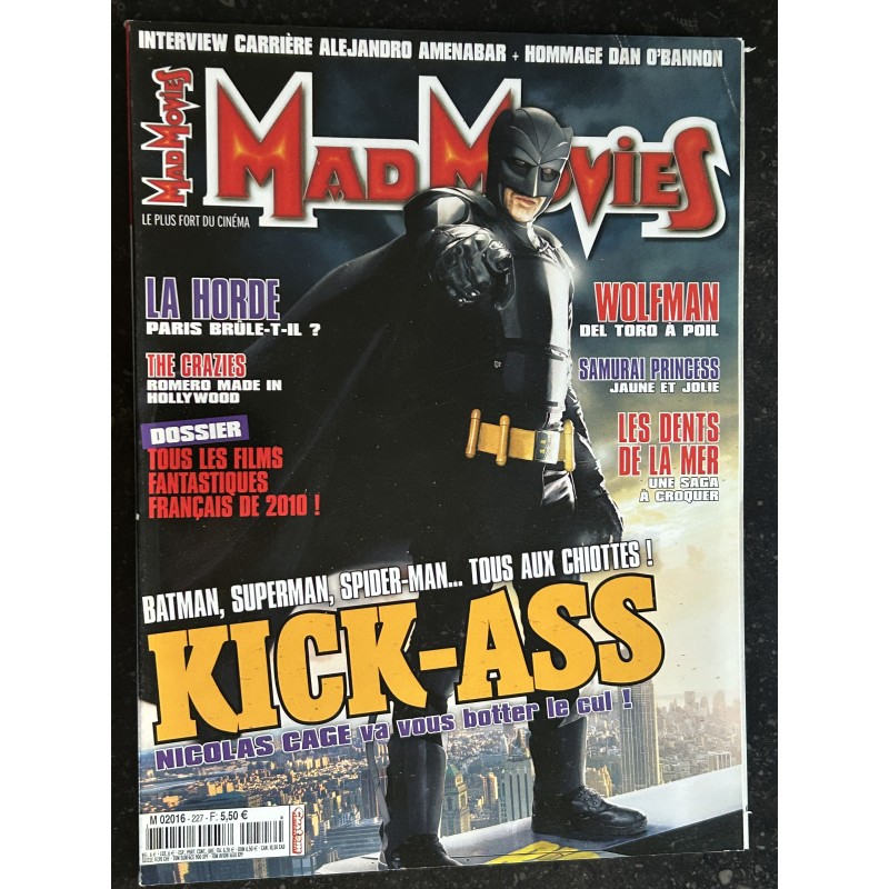 MAD MOVIES N° 227 Kick-Ass Nicolas Cage Les dents de la mer La Horde The Crazies Wolfman Samurai Princess