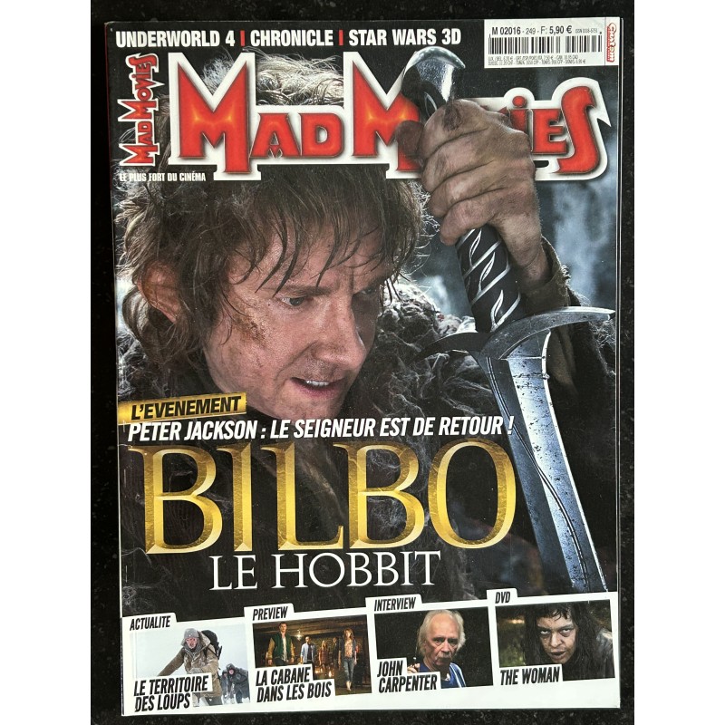 MAD MOVIES n° 249 - 2012 - BILBO le HOBBIT Peter JACKSON le territoire des loups John Carmenter THe Woman