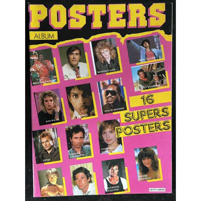 POSTERS ALBUM 1 - 16 posters Rambo Stallone Kim Wilde Prince Bonnie Tyler Sophie Marceau Jagger Gibson