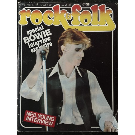 ROCK & FOLK 112 MAI 1976 COVER DAVID BOWIE SPECIAL INTERVIEW + POSTER NEIL YOUNG INTERVIEW