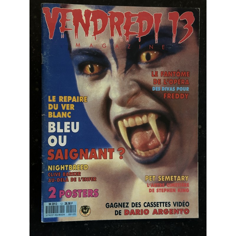 VENDREDI 13  n° 12  Le repaire du ver blanc bleu ou saignant Nightbreed Pet semetary  + 2 POSTERS