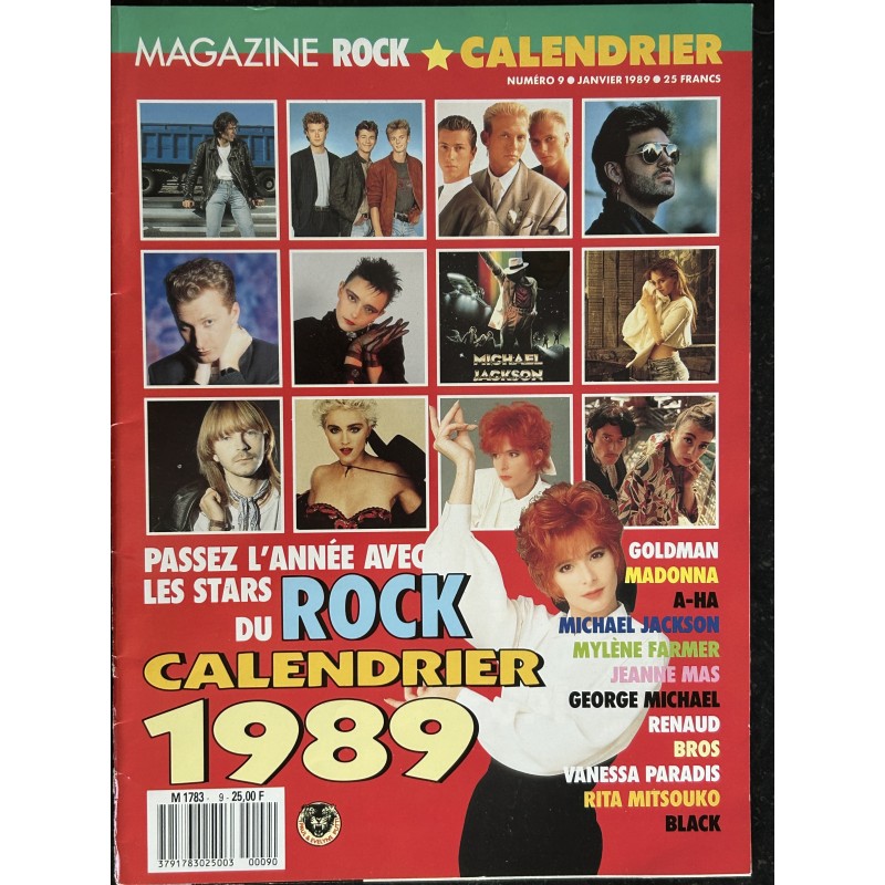 MAGAZINE ROCK Calendrier 1989 Madonna Mylène Farmer George Michael A-HA Vanessa Paradis Michael Jackson
