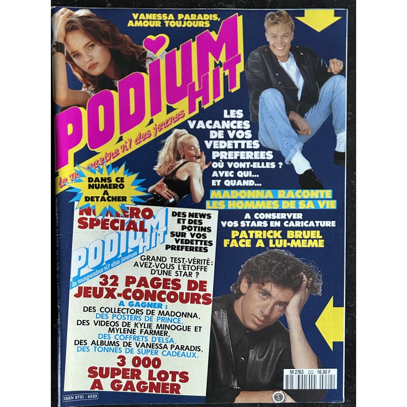 PODIUM HIT 222 1990 07 VANESSA PARADIS MADONNA Patrick BRUEL + Poster Madonna