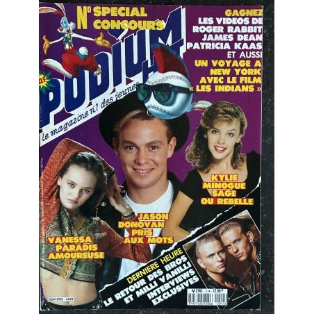 PODIUM HIT 214 NOVEMBRE 1989 VANESSA PARADIS  JASON DONOVAN KYLIE MINOGUE BROS MILLIU VANILLI INTERVIEWS