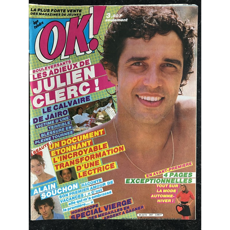 OK ! âge tendre 397 Aout 1983 JULIEN CLERC JAIRO ALAIN SOUCHON