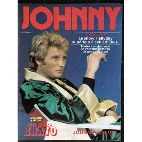 Super Bravo n° 10 - 1970 - Spécial Johnny Hallyday - 48 pages - Sylvie Vartan + Poster Johnny