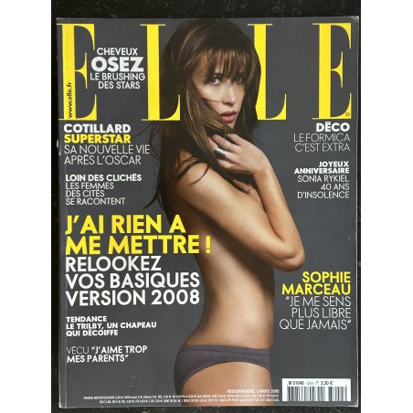 ELLE 3243 3 mars 2008 cover Sophie Marceau Marion Cotillard Superstar Sonia Rykiel 40 ans