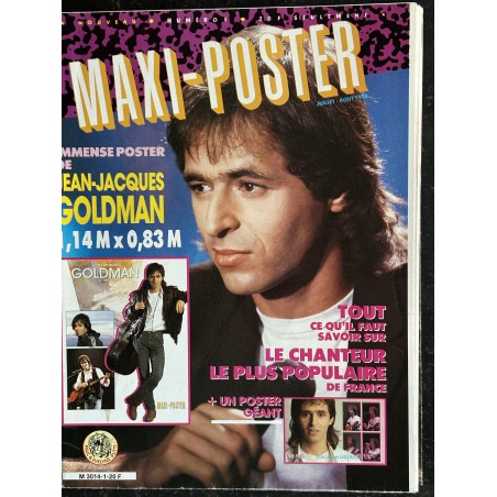 Maxi-Poster N° 1 Juillet 1986 Poster Géant Jean-Jacques Goldman - Le chanteur le plus populaire de France