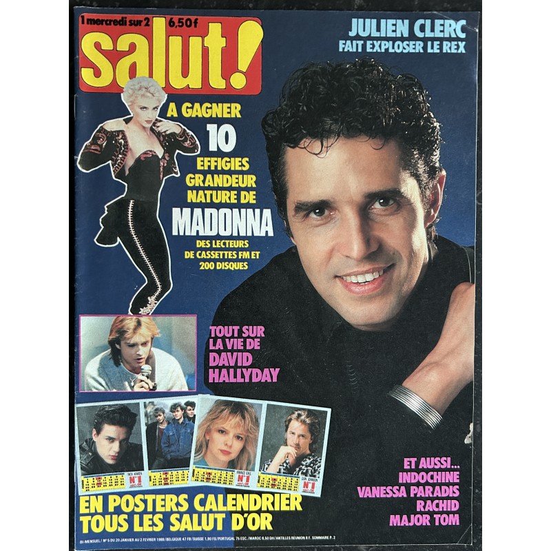 Salut ! 1988 01 N° 5 Indochine Vanessa Paradis David Hallyday + posters calendrier A-Ha Indochine Samntha Fox Sophie Marceau