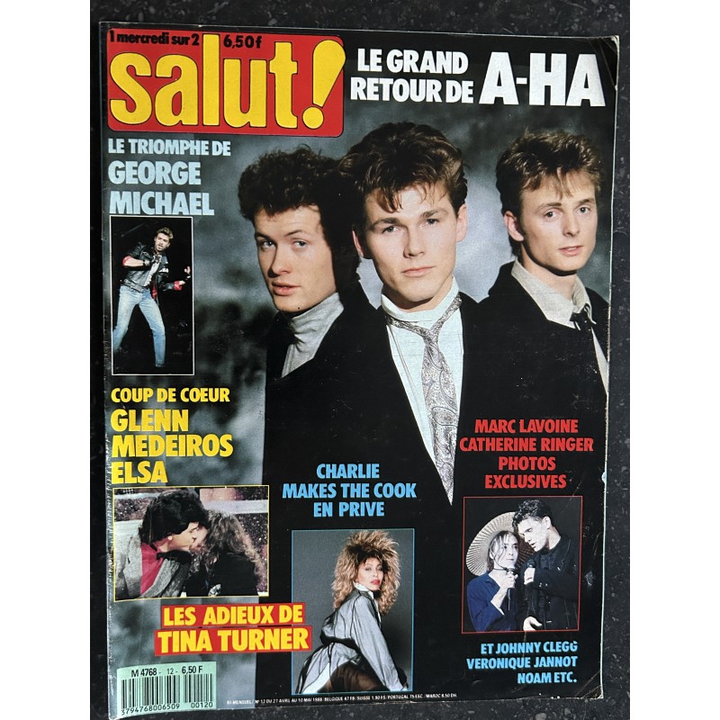 Salut ! 1988 04 N° 12 A-HA George Michael Elsa Marc Lavoine Catherine Ringer Tina Turner Vaya Con Dios + Poster A-HA