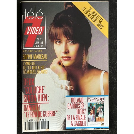 VIDEO TELE 172 Juillet 1992 Couverture Sophie Marceau + 16 Jaquettes et 20 autocollants