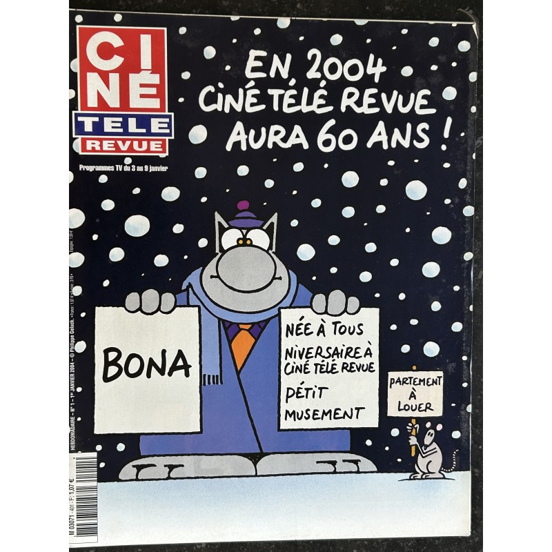 CINE TELE REVUE 2004 01 03 n° 401 COVER LE CHAT PHILIPPE GELUCK SPECIAL 60 ANS LE DERNIER SAMOURAI