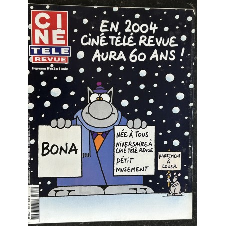 CINE TELE REVUE 2004 01 03 n° 401 COVER LE CHAT PHILIPPE GELUCK SPECIAL 60 ANS LE DERNIER SAMOURAI