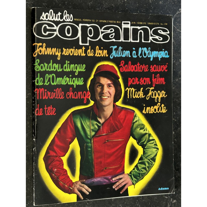 Salut les Copains N°102 02 1971 JOHNNY SARDOU MIREILLE MATHIEU ADAMO MICK JAGGER + Poster Julien Clerc