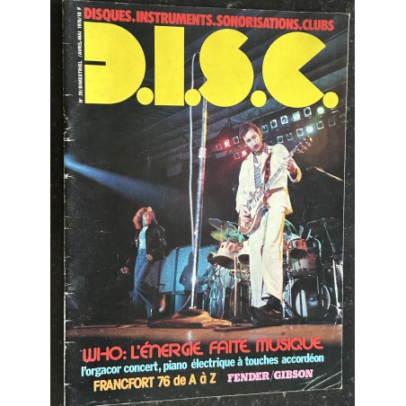 D.I.S.C. N° 29 avril 1976 WHO L' énergie faite musique Fender Gibson Francfort 1976 - L' orgacor