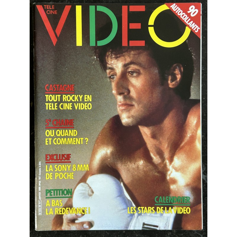 TELE CINE VIDEO 58 Janvier 1986 Sylvester Stallone Rocky + Calendrier 1986 Video stars