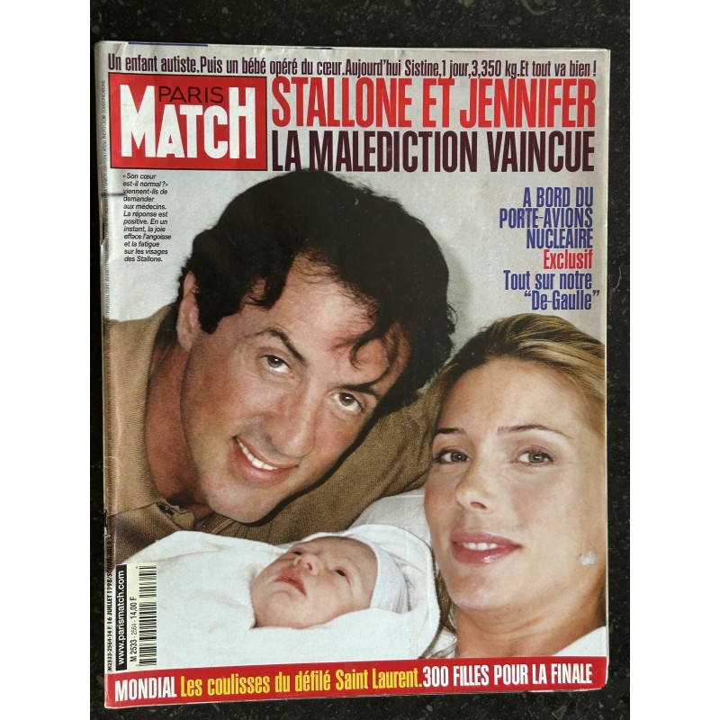 PARIS MATCH n° 2564 14 juillet 1998 Sylvester Stallone La malediction vaincue - Défilé Saint Laurent
