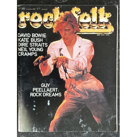 ROCK & FOLK 189 OCTOBRE 1982 COVER DAVID BOWIE KATE BUSH DIRE STRAITS NEIL YOUNG CRAMPS GUY PEELLAERT