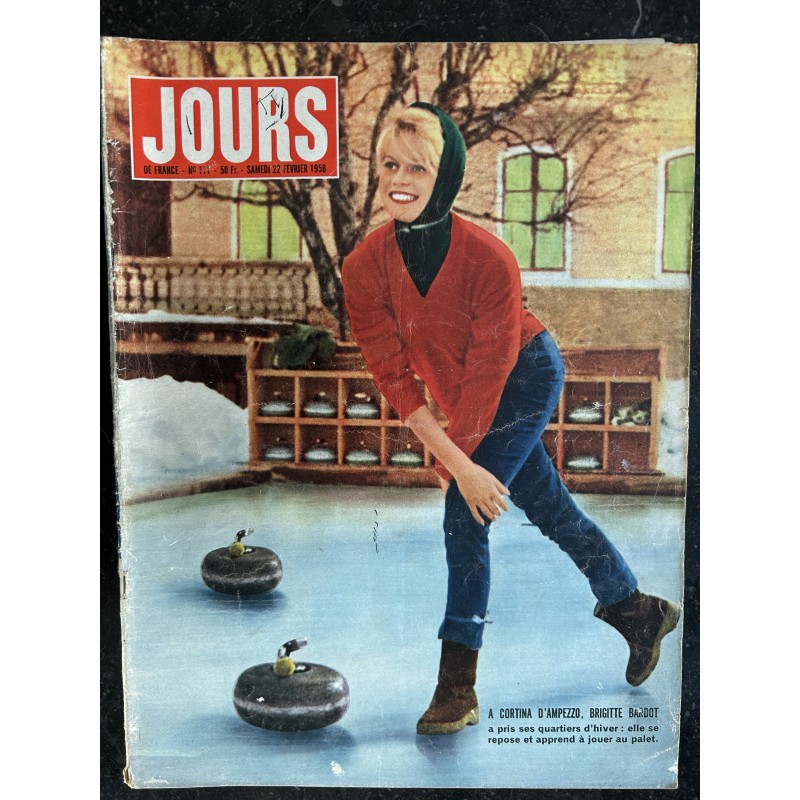 JOURS DE FRANCE   171  22 fév. 1958  B. BARDOT cover + 2 p. - Lourdes centenaire - Les Misérables - Zizi Jeanmaire - 72 pages