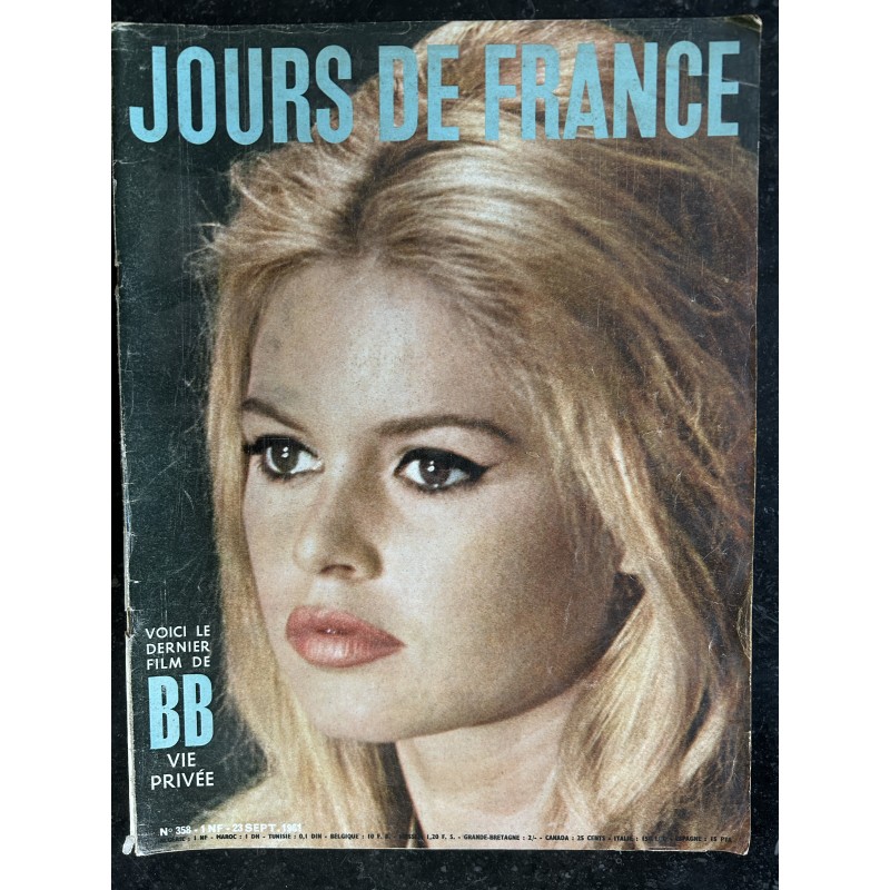 JOURS DE FRANCE 358 23 septembre 1961 COVER BRIGITTE BARDOT Le dernier film de BB Vie privée