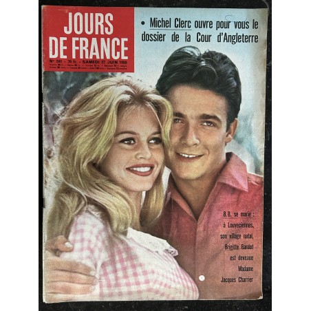 JOURS DE FRANCE   241 1959 06 BRIGITTE BARDOT et JACQUES CHARRIER LEUR MARIAGE