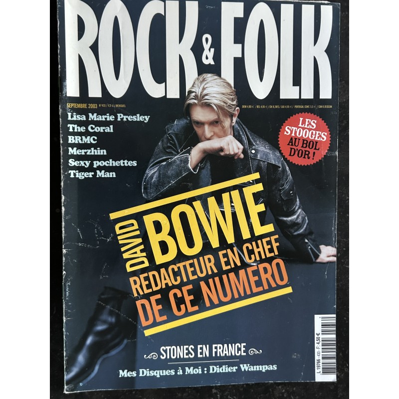 ROCK & FOLK 433 septembre 2003 COVER DAVID BOWIE Rédacteur en chef - Sexy pochettes - The Coral - BRMC - Stones